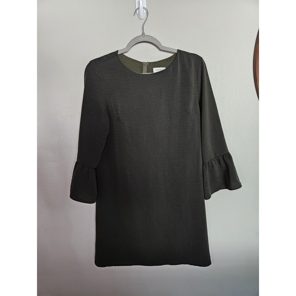 Everly Dress Women's Small Green Bell Sleeve Women's Swing Short Shift